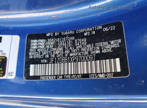 JF1ZDBB1XP9700097 2023 SUBARU BRZ Blue 