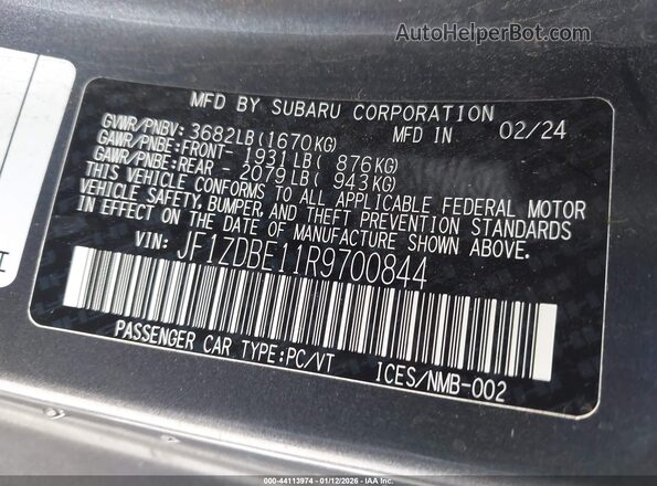 JF1ZDBE11R9700844 2024 SUBARU BRZ Gray Engine compartment view