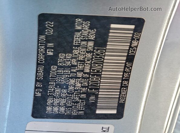 JF1ZDBF15N8703261 2022 SUBARU BRZ Gray 