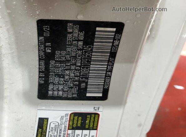 JF1ZNBE11P9756745 2023 TOYOTA GR White Vista de la etiqueta del VIN