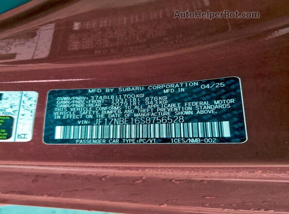 JF1ZNBE16S8756528 2025 TOYOTA GR Burgundy Вид підкапотного простору