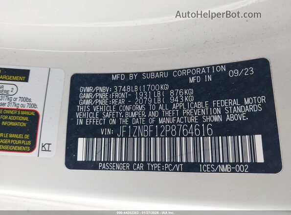 JF1ZNBF12P8764616 2023 TOYOTA GR86 White Widok komory silnika