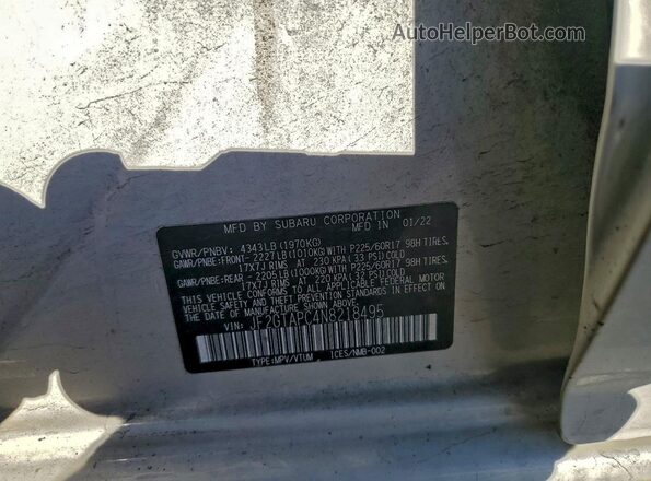 JF2GTAPC4N8218495 2022 SUBARU CROSSTREK White Vista del compartimento del motor