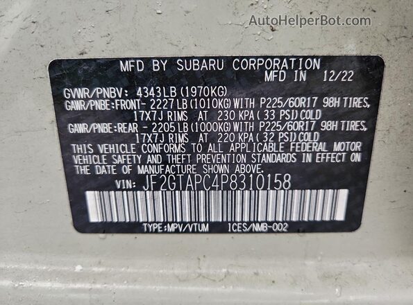 JF2GTAPC4P8310158 2023 SUBARU CROSSTREK Beige 