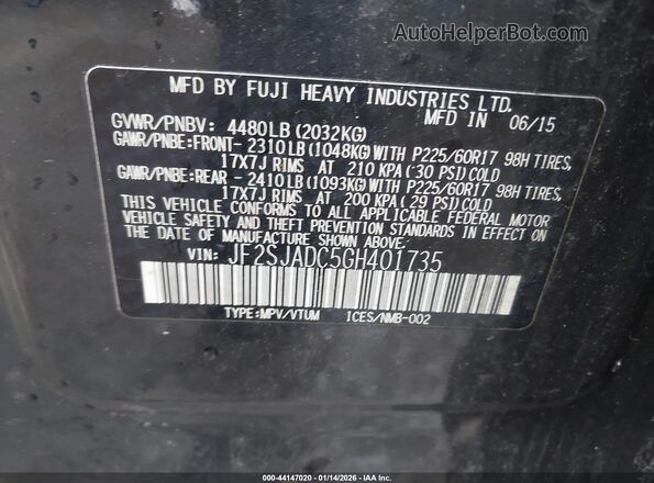 JF2SJADC5GH401735 2016 SUBARU FORESTER 2.5 Gray Widok komory silnika