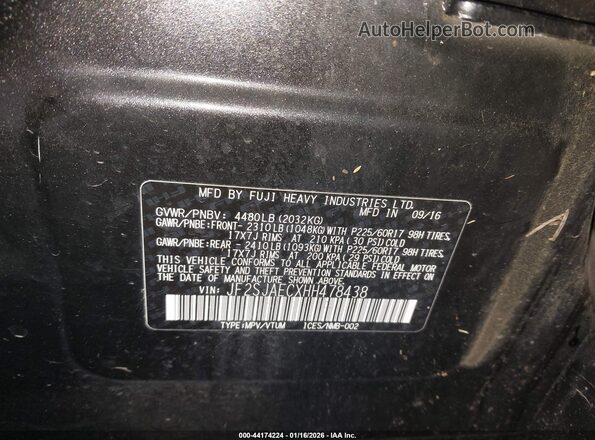 JF2SJAECXHH478438 2017 SUBARU FORESTER 2.5 Серый Вид подкапотного пространства