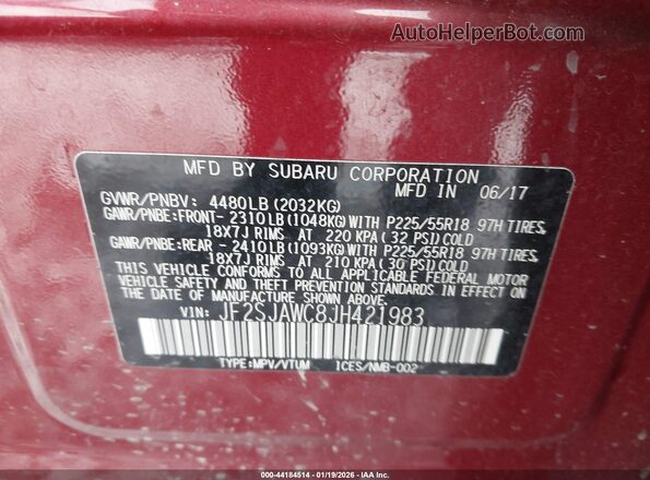 JF2SJAWC8JH421983 2018 SUBARU FORESTER 2.5I TO Red 