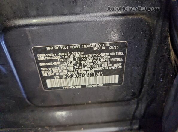 JF2SJAXC0GH411245 2016 SUBARU FORESTER 2.5I TO Black Вид наклейки з VIN-кодом