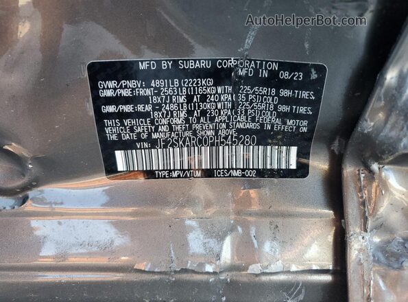 JF2SKARC0PH545280 2023 SUBARU FORESTER Gray 