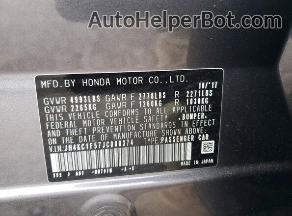 JH4KC1F57JC000374 2018 ACURA RLX Gray Engine compartment view