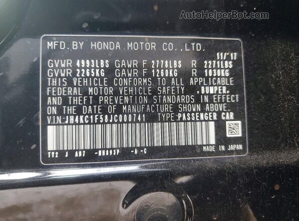 JH4KC1F58JC000741 2018 ACURA RLX Black Вид наклейки з VIN-кодом