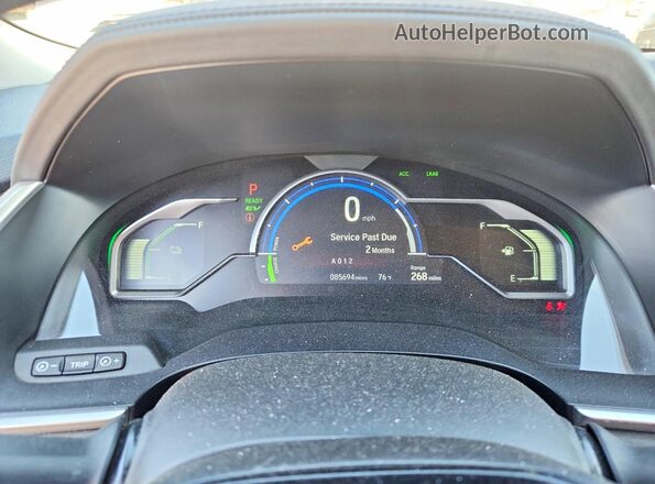 JHMZC5F15KC001107 2019 HONDA CLARITY Silver Vista del cuadro de instrumentos