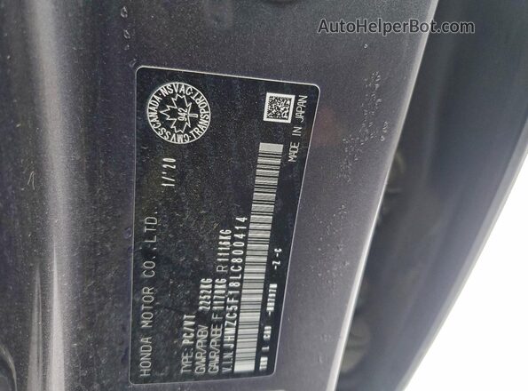 JHMZC5F18LC800414 2020 HONDA CLARITY Charcoal 