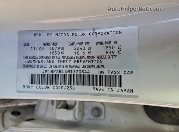 JM1BPABL4M1320844 2021 MAZDA 3 Белый 
