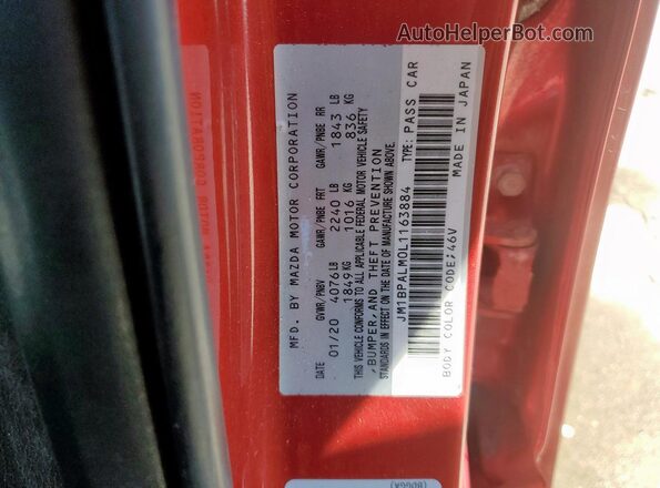 JM1BPALM0L1163884 2020 MAZDA 3 Red Вид підкапотного простору