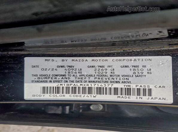 JM1BPALMXR1714377 2024 MAZDA 3 Black VIN sticker view
