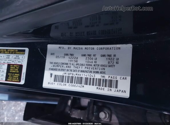 JM1BPBJMXK1141043 2019 MAZDA 3 Blue Engine compartment view
