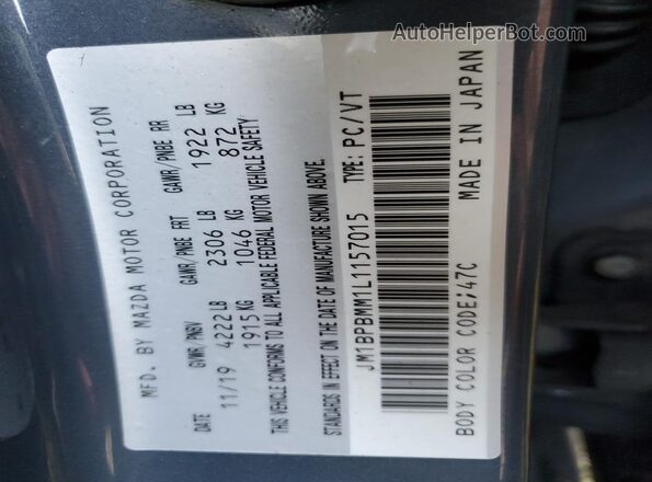 JM1BPBMM1L1157015 2020 MAZDA 3 Blue Vista del compartimento del motor