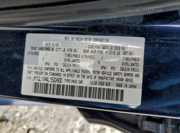 JM1GL1VM4L1522460 2020 MAZDA 6 Blue Widok komory silnika