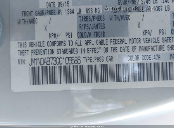 JM1NDAB73G0105586 2016 MAZDA MX-5 MIATA Light Blue Widok komory silnika