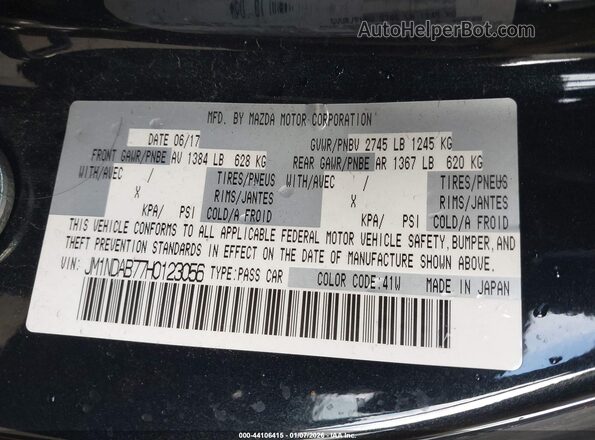 JM1NDAB77H0123056 2017 MAZDA MX-5 MIATA Black Engine compartment view