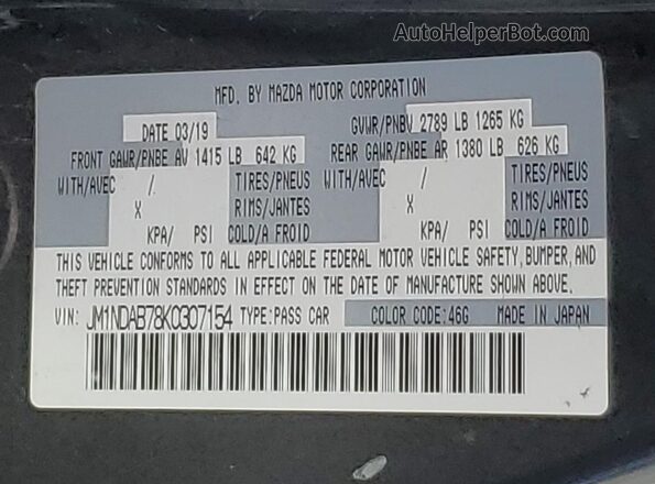 JM1NDAB78K0307154 2019 MAZDA MX-5 Charcoal 
