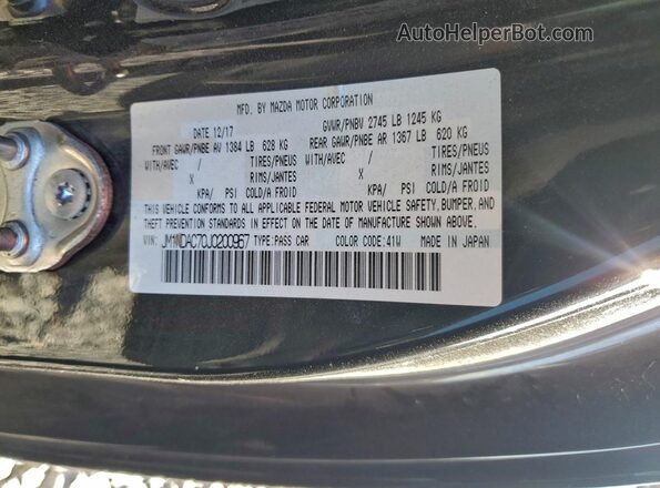 JM1NDAC70J0200967 2018 MAZDA MX-5 Green Вид наклейки з VIN-кодом