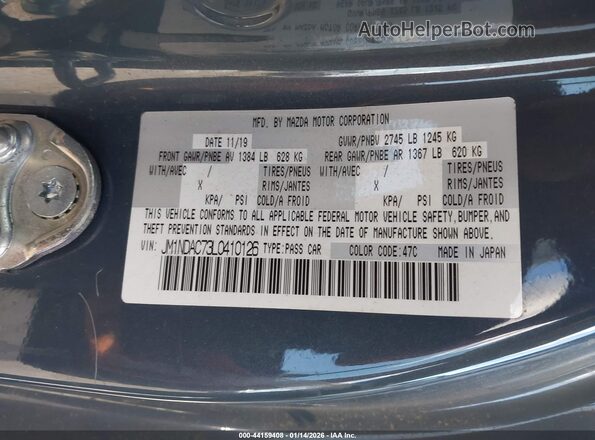 JM1NDAC73L0410126 2020 MAZDA MX-5 MIATA Blue Engine compartment view