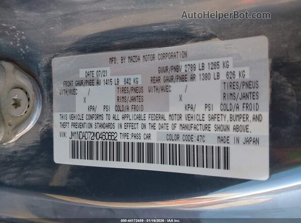 JM1NDAD72M0460662 2021 MAZDA MX-5 MIATA Blue Widok komory silnika