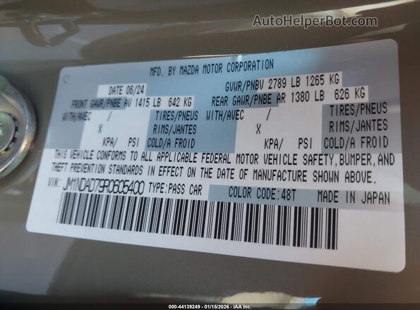 JM1NDAD79R0605400 2024 MAZDA MX-5 MIATA Green Вид підкапотного простору