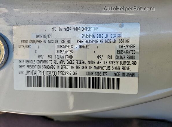 JM1NDAL71H0108700 2017 MAZDA MX-5 Белый Вид подкапотного пространства