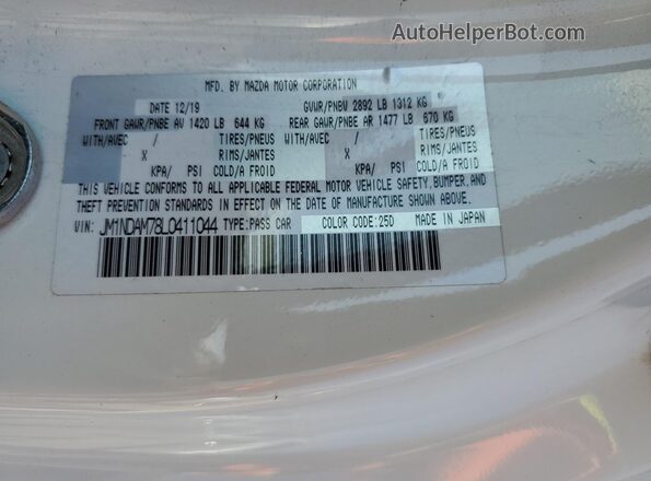 JM1NDAM78L0411044 2020 MAZDA MX-5 White ძრავის განყოფილების ხედი
