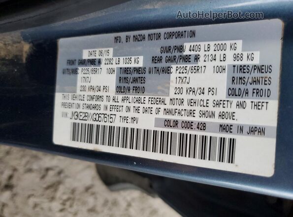 JM3KE2BYXG0676157 2016 MAZDA CX-5 Blue Vista de la etiqueta del VIN