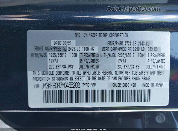 JM3KFBCM7M0466202 2021 MAZDA CX-5 Dark Blue Engine compartment view