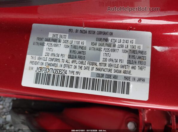 JM3KFBCM7N0606234 2022 MAZDA CX-5 Red 