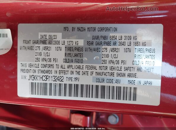 JM3KK1HC3R1132482 2024 MAZDA CX-90 Burgundy Widok komory silnika