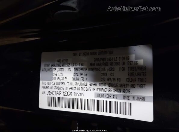 JM3KKEHA4R1120024 2024 MAZDA CX-90 PHEV Black Շարժիչի բաժամունքի տեսք