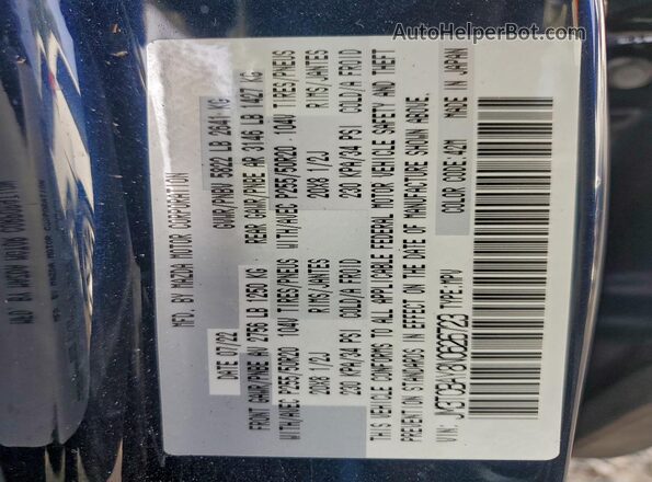 JM3TCBAY8N0626723 2022 MAZDA CX-9 Blue VIN sticker view