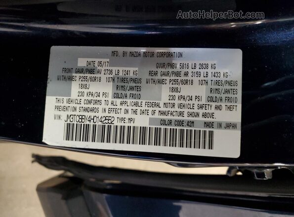 JM3TCBBY4H0142552 2017 MAZDA CX-9 Синий 