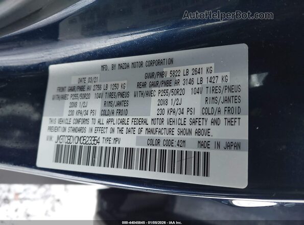 JM3TCBDY0M0523354 2021 MAZDA CX-9 Blue 