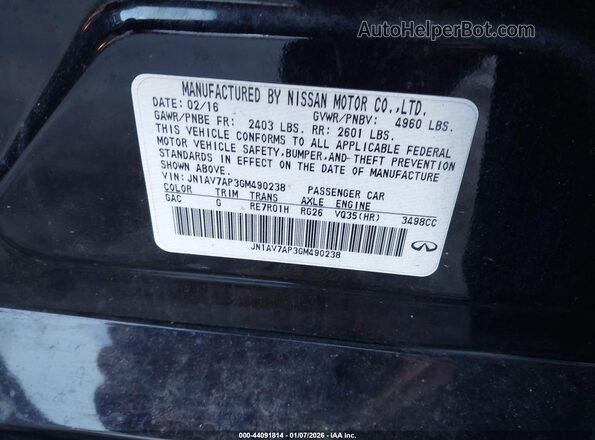 JN1AV7AP3GM490238 2016 INFINITI Q50 HYBRID Black Vista del compartimento del motor