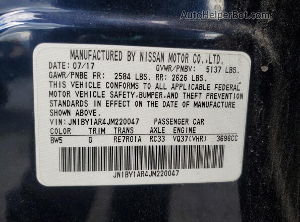 JN1BY1AR4JM220047 2018 INFINITI Q70 Blue Widok komory silnika