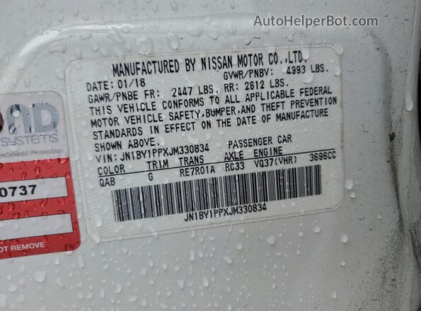 JN1BY1PPXJM330834 2018 INFINITI Q70L White 