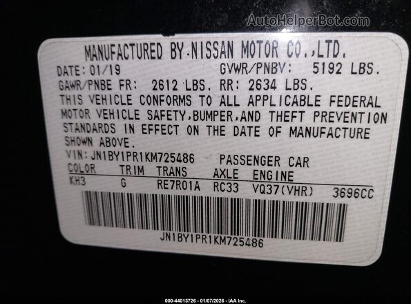 JN1BY1PR1KM725486 2019 INFINITI Q70L Black Вид підкапотного простору