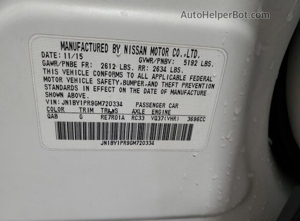 JN1BY1PR9GM720334 2016 INFINITI Q70L White VIN კოდის სტიკერის ხედი
