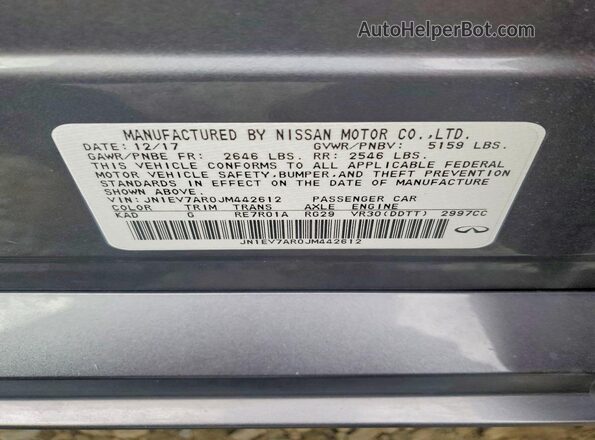 JN1EV7AR0JM442612 2018 INFINITI Q50 Gray 