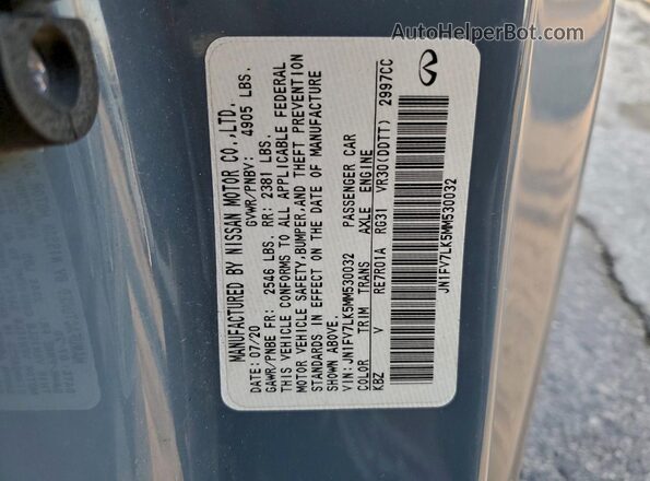 JN1FV7LK5MM530032 2021 INFINITI Q60 Gray ძრავის განყოფილების ხედი