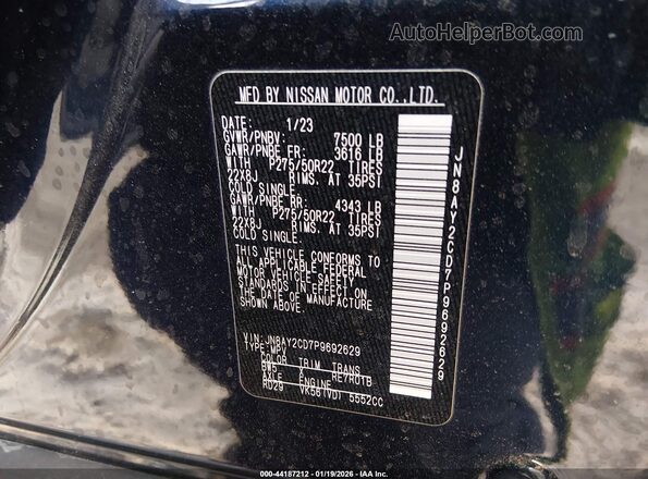JN8AY2CD7P9692629 2023 NISSAN ARMADA Blue Շարժիչի բաժամունքի տեսք