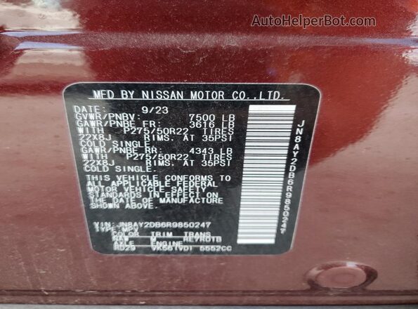 JN8AY2DB6R9850247 2024 NISSAN ARMADA Бордовый 