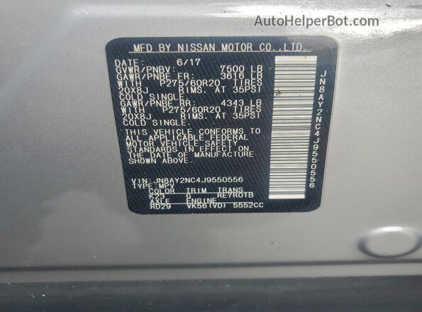 JN8AY2NC4J9550556 2018 NISSAN ARMADA Silver 